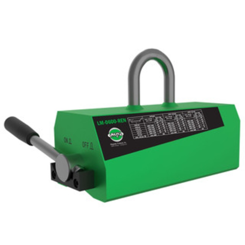 MPI LM600 Rare Earth Permanent Lifting Magnet, 1320 lbs. Workload Limit Flat Material - LM-0600-REN