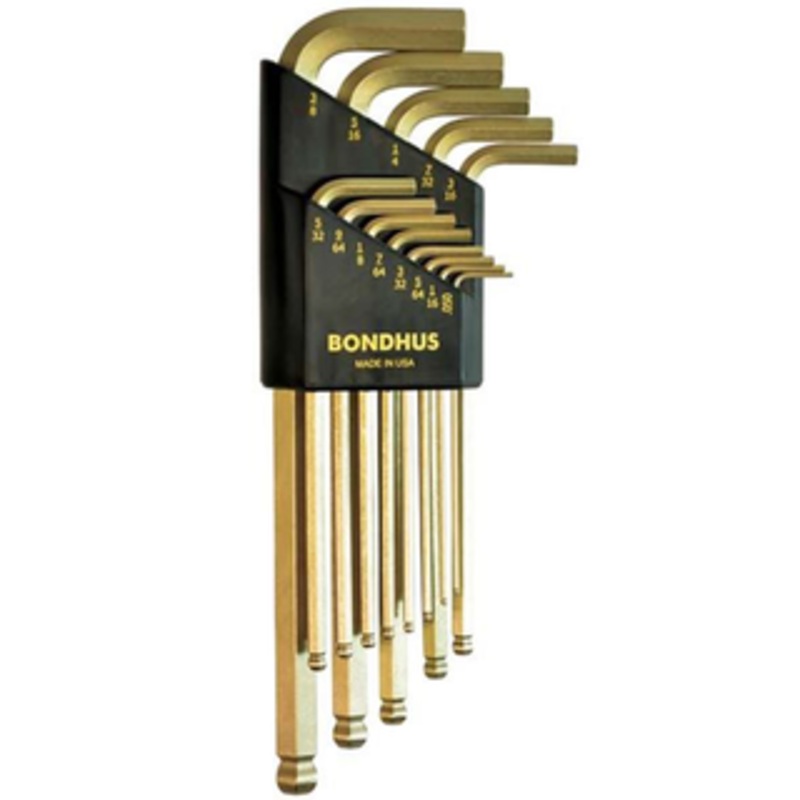 Bondhus 13 Piece 14K GoldGuard Gold Plate Balldriver L-Wrench Set 37937