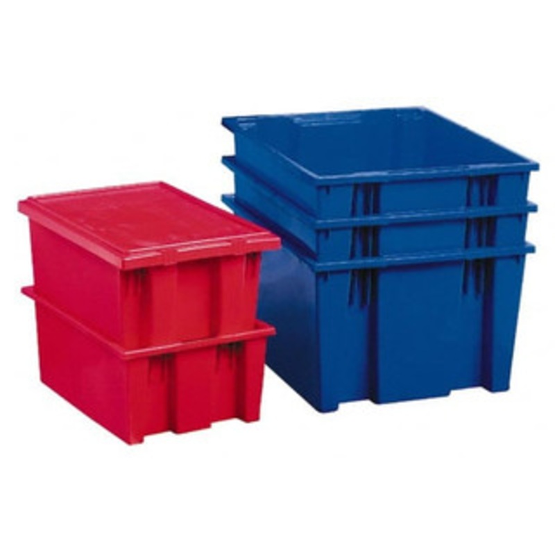 Akro-Mils 0.76 Cu Ft, 60 Lb Load Capacity Red Polyethylene Tote Container Stacking, Nesting, 18 Long x 11 Wide x 9 High 35185-RED - 00389130